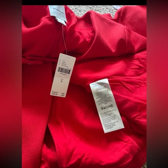 NWT Anthropologie Maeve Scoop-Neck Cutaway Blazer in Red size Medium - Picture 12 of 12
